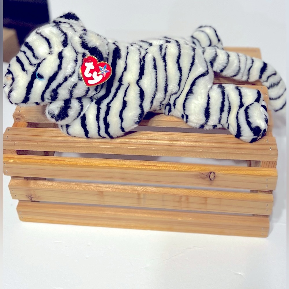Realistic Ty Beanie Original Buddy White Tiger 13”